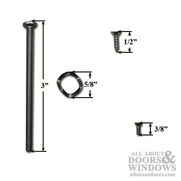 Sliding Door Handle Screw Package Dimensions - 3-inch Machine Screws