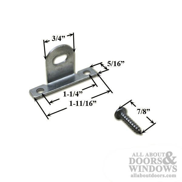 Fixed Sash Catch with Screws - Dimensions