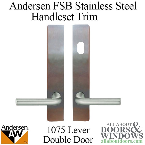 Andersen FSB 1075 Complete Keyed Trim Set for Double Doors - Satin Stainless Finish - Stainless Steel Material