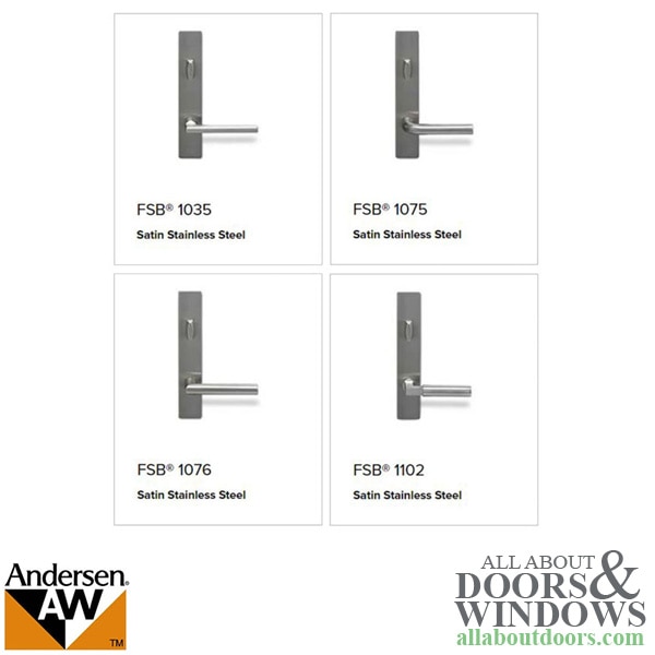 Andersen FSB 1075 Complete Keyed Trim Set for Double Doors - Satin Stainless Finish - Stainless Steel Material