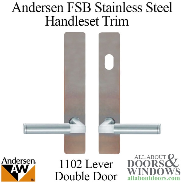 Andersen FSB 1102 Complete Keyed Trim Set for Double Doors - Satin Stainless Finish - Stainless Steel Material