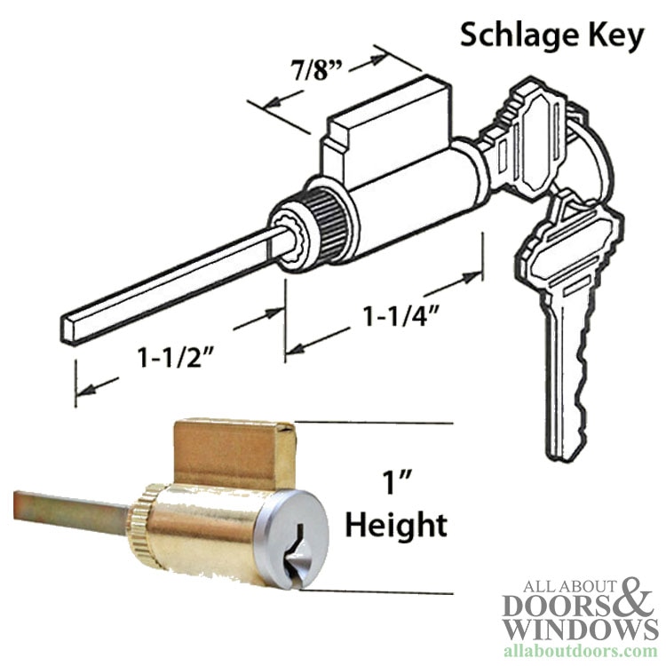 American Replacement Lock Cylinder, 1 x 1-1/2 Schlage