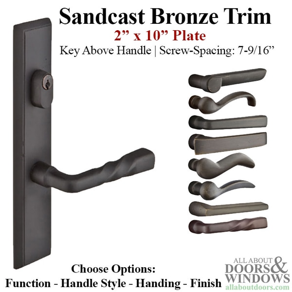 Multipoint Trim, 2 x 10 inch Sandcast Bronze Handleset, American Cylinder