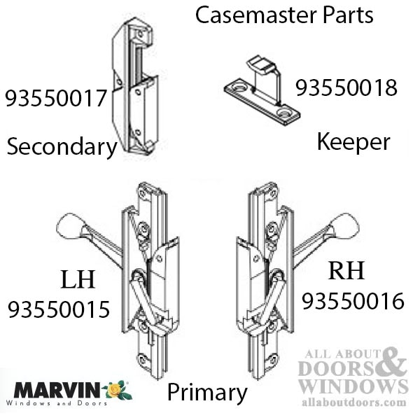 Casement Lock Assembly for Marvin Windows, Left Hand