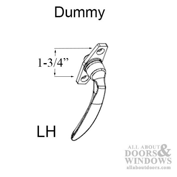 Marvin Push Out Casement Lock Handle, Left Hand Dummy Dimensions