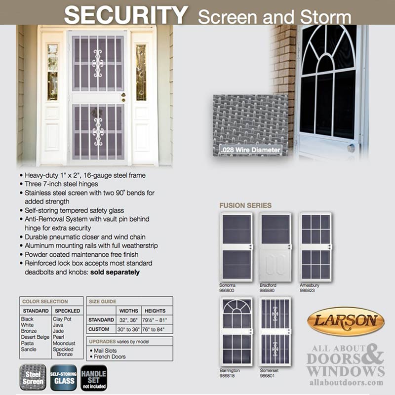 Security Door Larson Somerset Steel Frame Self Storing