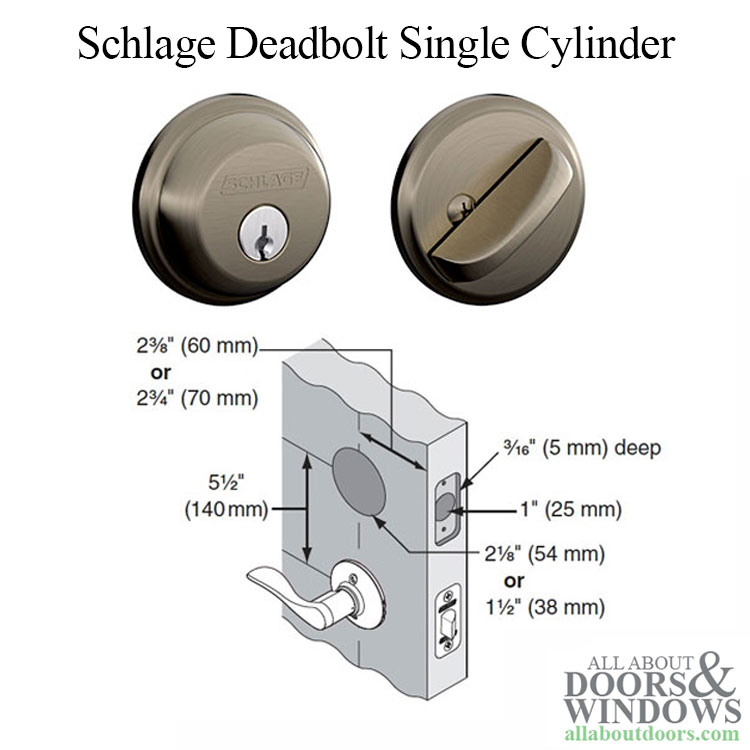 Schlage Single Cylinder Antique Pewter Single Cylinder Deadbolt in
