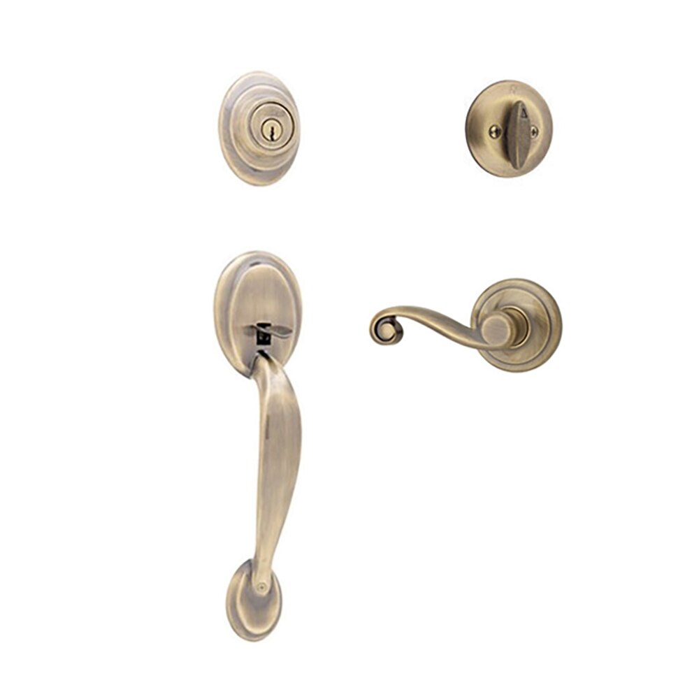 Kwikset Dakota / Lido Single Door Handleset, RIght Antique Brass
