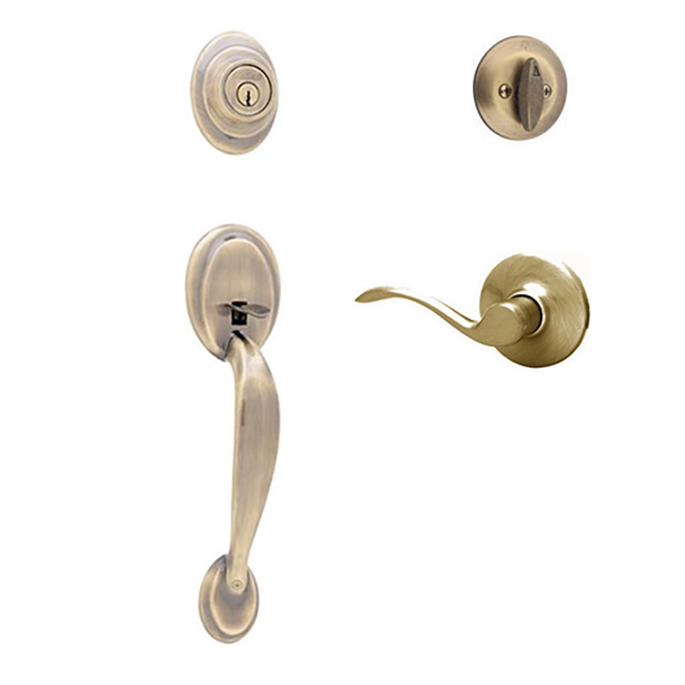 Kwikset Dakota / Saxton Single Door Handleset, Right Antique Brass