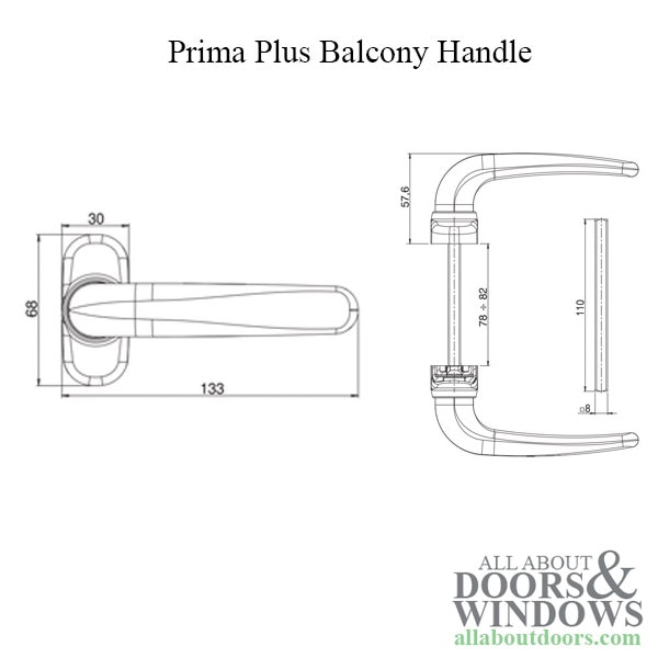 Balcony Handle Dimensions