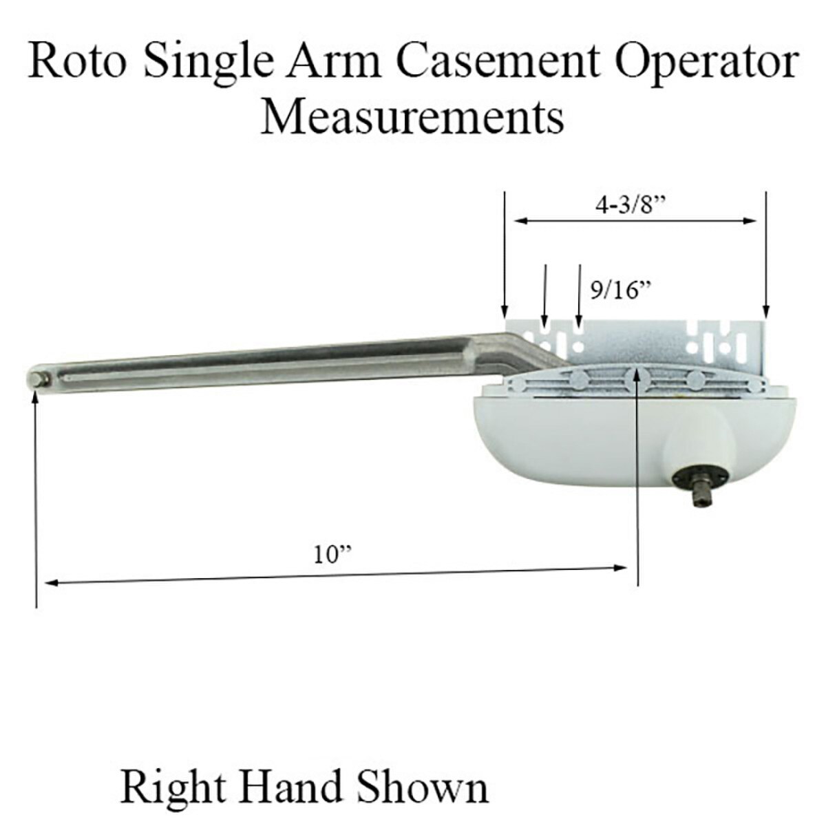 Surface Mount Roto Operator Roto right hand Casement Operator with 10 inch straight arm