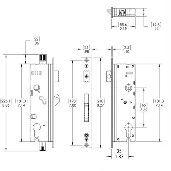Interlock LCL Mortise Lock 35/92 with Extended Faceplate