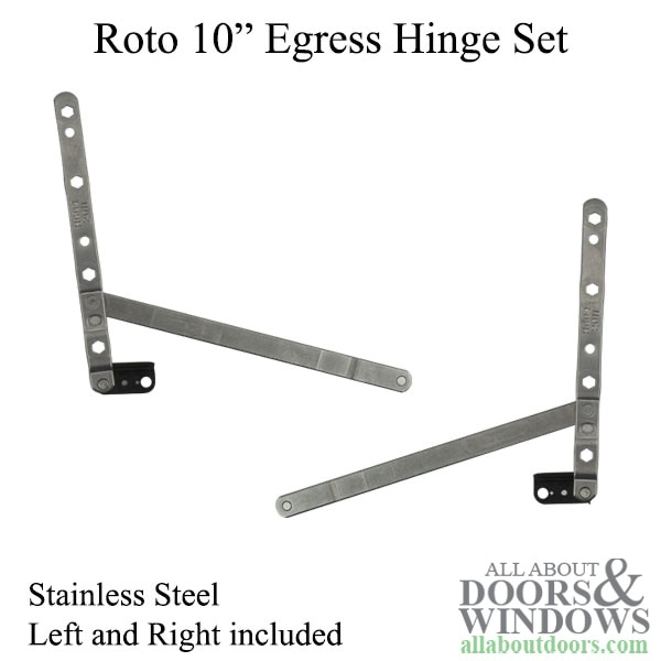 Roto Stainless Steel 10 inch Left and Right Egress Hinge Set HG05 Series