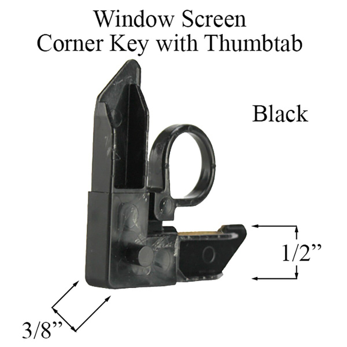 Window Screen Corner Key with Pull Tab, Plastic - Black
