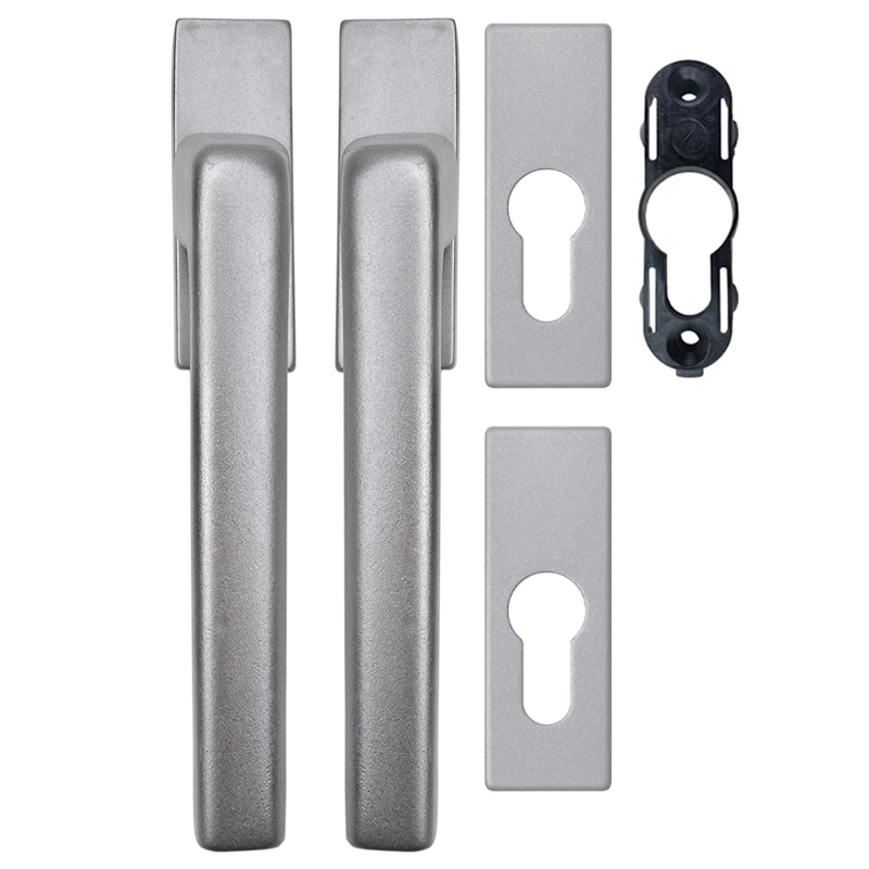 Balcony Door Handle Set in Silver