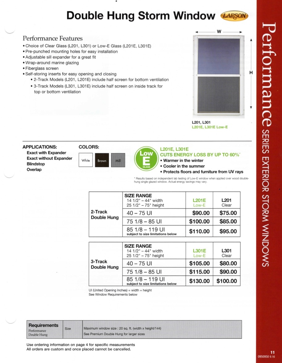 Larson 3track storm window White