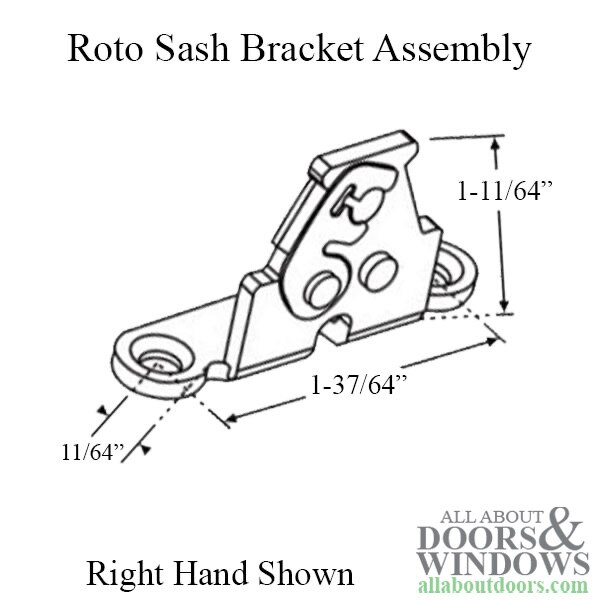 Roto Right Hand Sash Bracket Assembly for Casement Window, 30mm Facemount