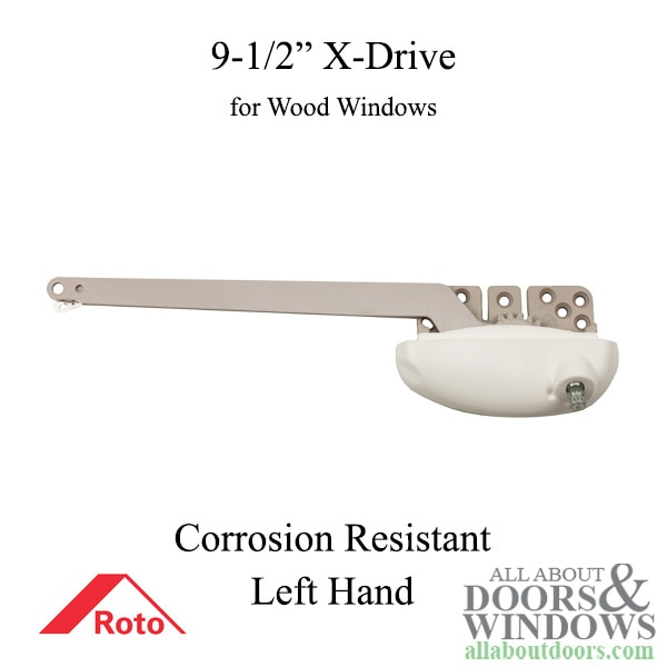 Roto X-Drive 9-1/2 inch left hand single arm, for wood casement windows