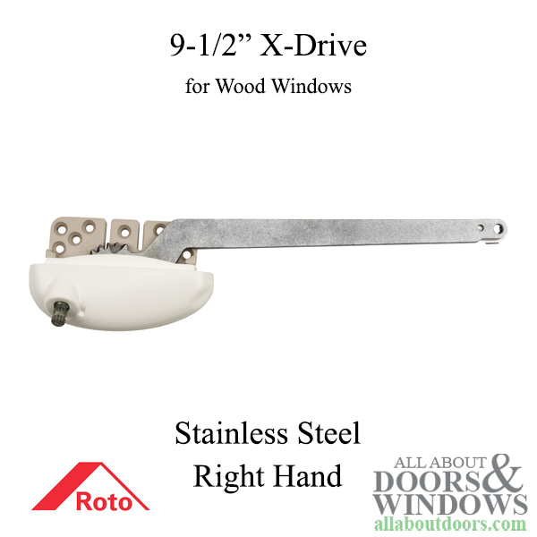 Roto X-Drive 9-1/2 inch right hand single arm, for wood casement windows
