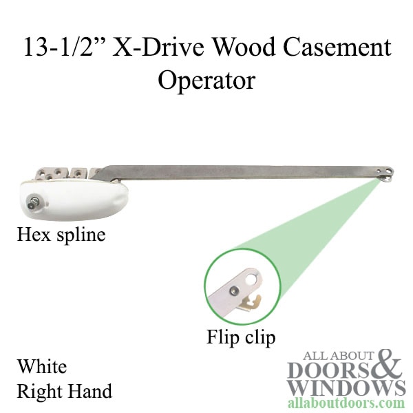 Roto 13-1/2 inch single arm casement operator for wood application