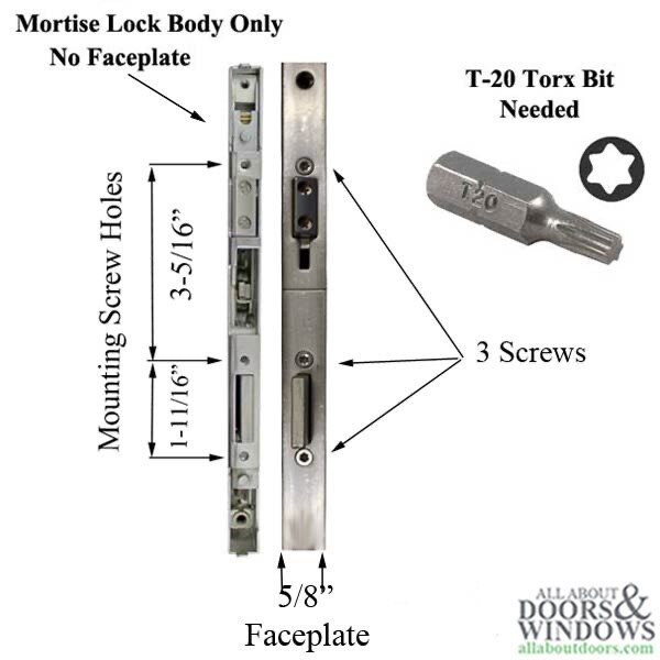 P1000 Active Gearbox, 45/92 Mortise Lock CAse Body, Euro Version Dimensions