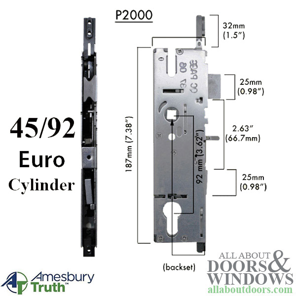 Amesbury P2000 active gearbox only with 45/92 euro cylinder