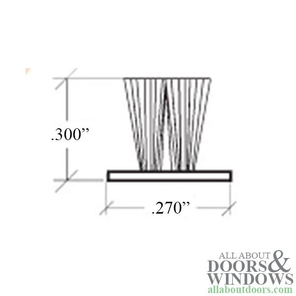 Adhesive Back Surface-Mount Weatherstrip .270" x .300" Pile - Profile Dimensions
