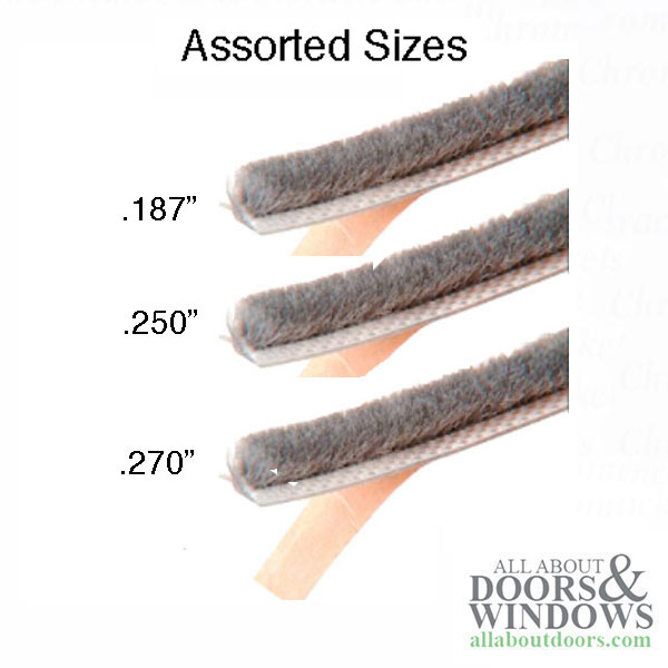 Adhesive Back Surface-Mount Weatherstrip .270" x .300" Pile - Assorted Sizes