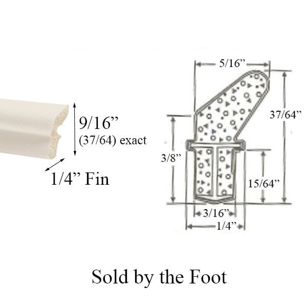 Q-Lon Foam Seal Weatherstrip White profile measurements