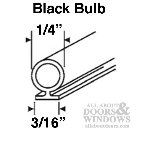 T-Slot Foam Filled Bulb Weatherstrip, .187 x .250 - Profile Dimensions