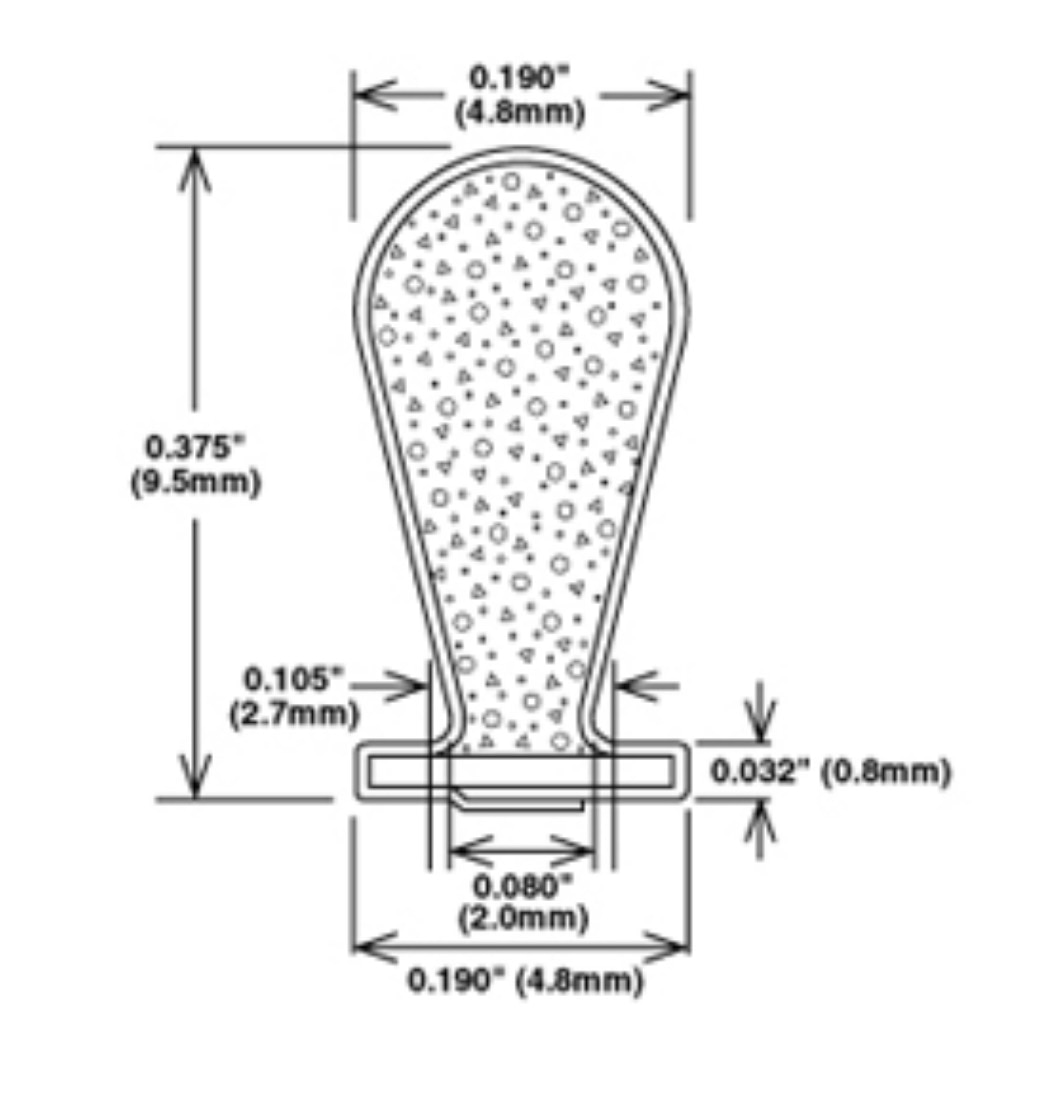 T-Slot Style Q-Lon Weatherstrip - Profile Dimensions