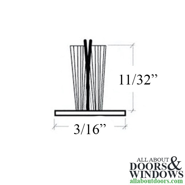Weatherstrip .187" T-Backing x .350" Fuzzy Pile - Profile Measurements
