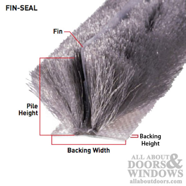 .270 Backing, .220 Pile, Weatherstrip, Fin Seal, Gray, White, Door Seal, Window Seal, Weatherstrip for Doors, Weatherstrip for Windows