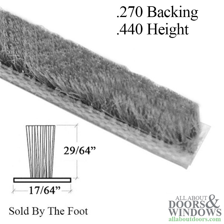 .270 Backing x .440 T-Slot Pile Weatherstrip - Gray