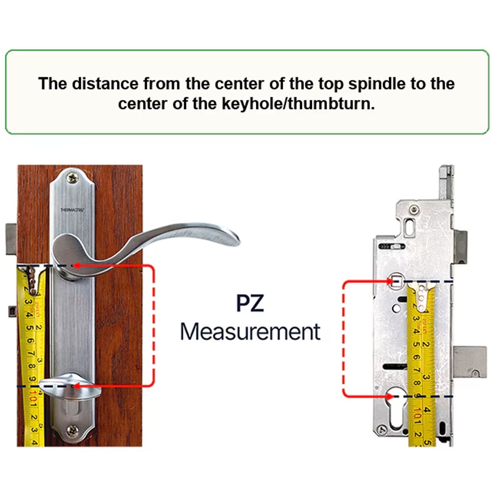 PZ is the measurement from the center of the spindle (handle) and the center of the cylinder (keyhole or thumbturn)
